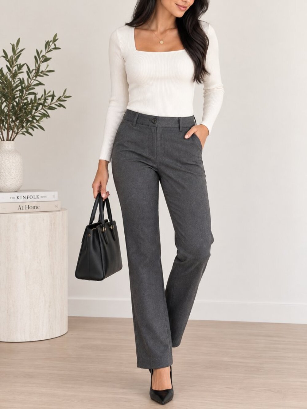 Lauren Ralph Lauren Adelle Straight Leg Pants Gray Stretch Size 4